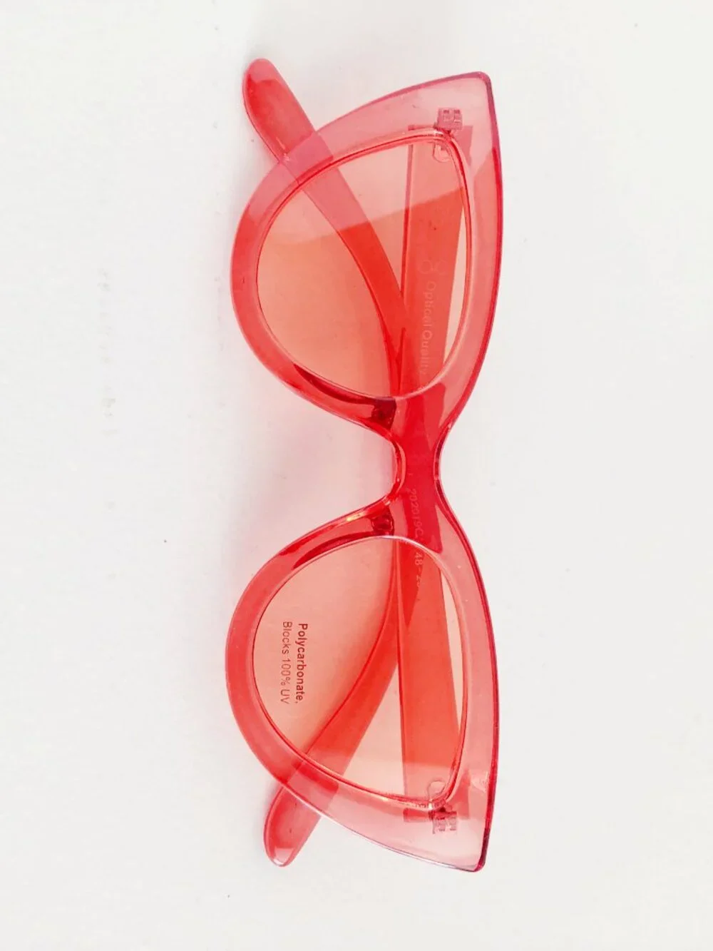 Transparent Red Acetate Cat Eye Fashion Sunglasses